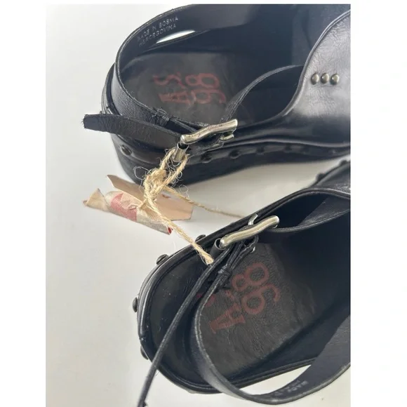 A. S. 98 PUKE Black Leather Platform Clogs with Studded bottom size 38 - Picture 5 of 6
